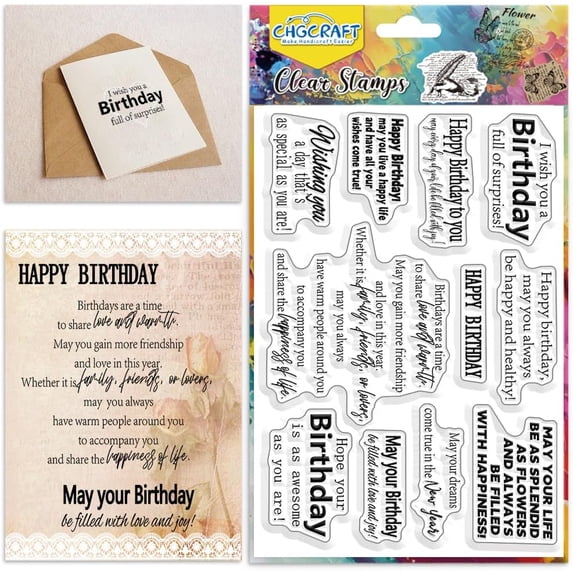 Birthday Wishes Clear Stamps Words Stamp for Crafts Silicone Stamps ...