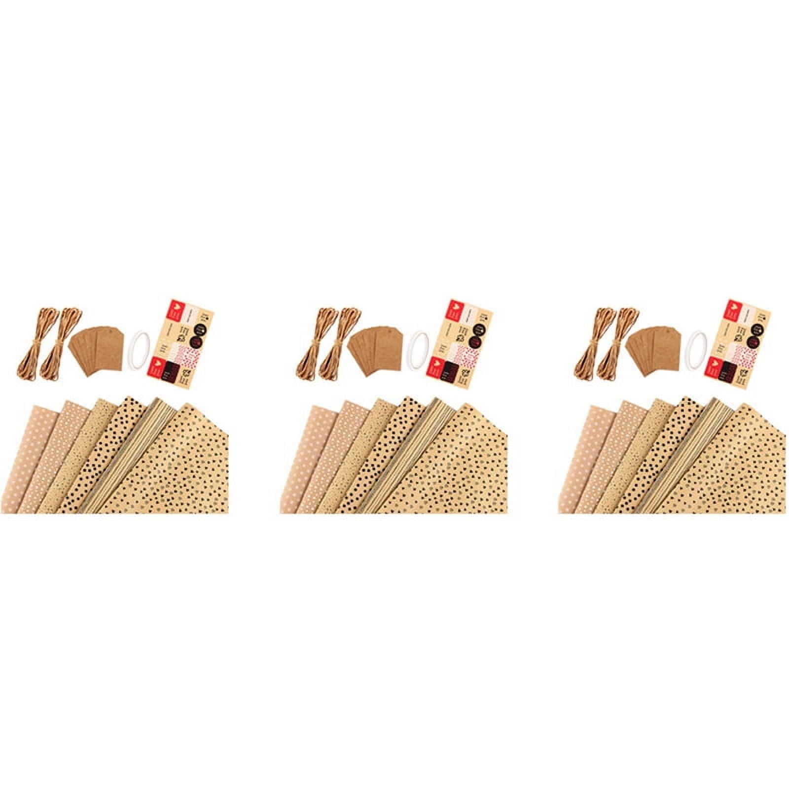 ,Birthday Wrapping Paper,18 Sheets  Brown Wrapping Paper with Tags Jute Strings & Sticker