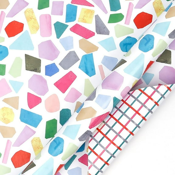 Birthday Wrapping Paper,Polka Dot Wrapping Paper,28×20inch,Festival Birthday Party Gift Wrapping Paper Double-Sided Watercolor Series Paper Rolls,All Occasions, Multicolored Polka Dots.（E）