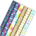 thumbnail image 1 of Birthday Wrapping Paper Rolls for Wedding, Baby Shower, Easter, All Occasion - Flowers, Balloons, Pastel Plaid Gift Wrap Paper (Set of Assorted 6 Rolls: 180 sq. ft. ttl.), 1 of 4