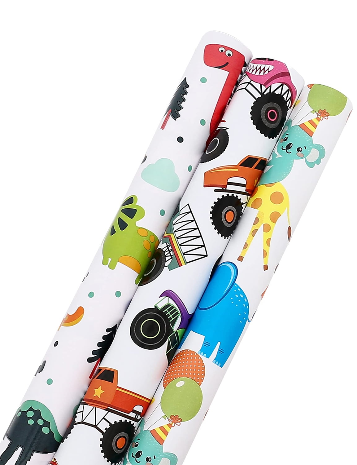 Red Fire Trucks & Police Car Wrapping Paper – 4 Sheets, 20x30 Inches, Blue Background, For Boys Kids Birthday Christmas Gifts 4 thumbnail image