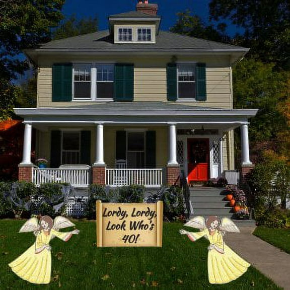 Birthday Yard Cards - Lordy Lordy Look Who Is 40 Yard Decoration - Design 2 - 6 stakes
