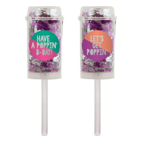Various Birthday Confetti Poppers, Young and Fab, 2 Count