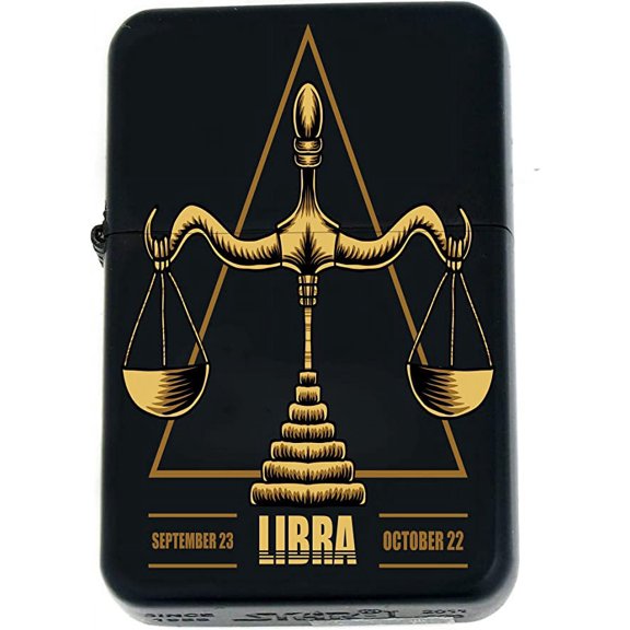 Birthday Zodiac Signs, Horoscope Symbols, Astrology Icons Collection Gifts Infinity Black Matt Windproof Lighters! (Libra 2)