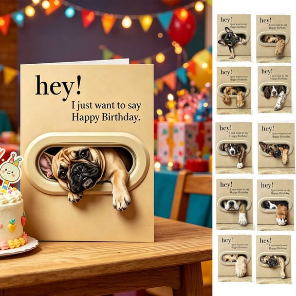 Birthday decorations Funny Dog Birthday Card for Pet Lovers, Humorous Greeting Card with Pug Illustration, Blank Inside for Personalized Message, Kraft Paper Envelope Included