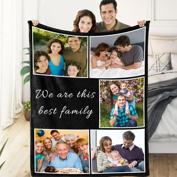 Birthday gift for women/men/mom/daughter personalized blanket with photo and text several colors and sizes soft fringe christmas blanket gift-SW4612-5*Photos-1