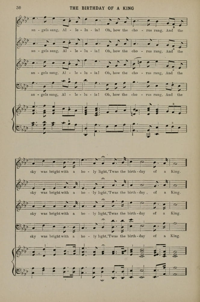 Birthday of a King 3 WH Neidlinger Christmas Carols & Hymns 1910 Canvas Art - (24 x 36)