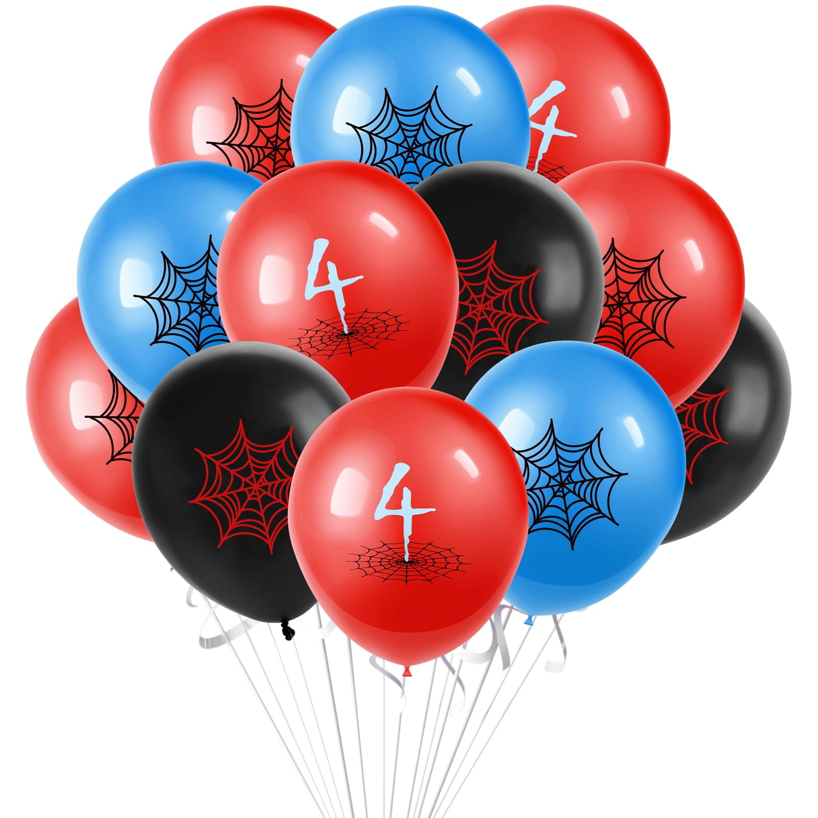 Birthday party balloons, FEV6 Spider themed color scheme, 4th Birthday ...