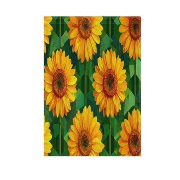 Birthday party garden flags, outdoor patio decoration flags with cute cartoon theme Oil Sunflower Pattern