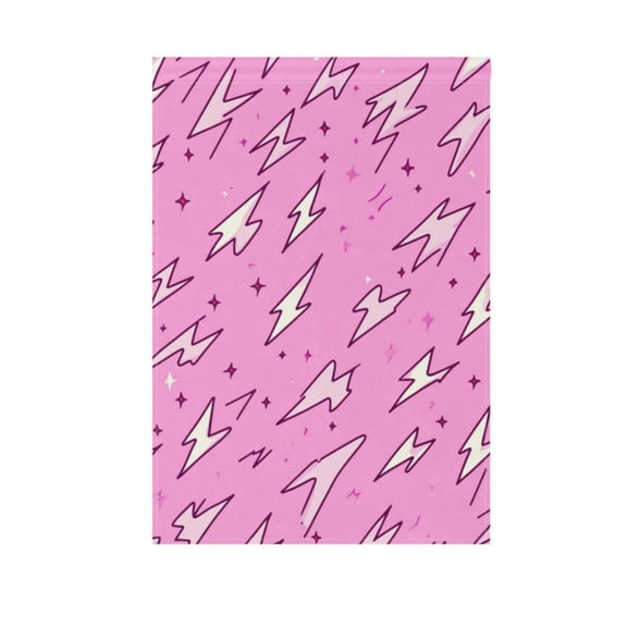 Birthday party garden flags, outdoor patio decoration flags with cute cartoon theme. Pink Flash Pattern