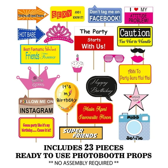 Birthday photobooth Props 23 pcs