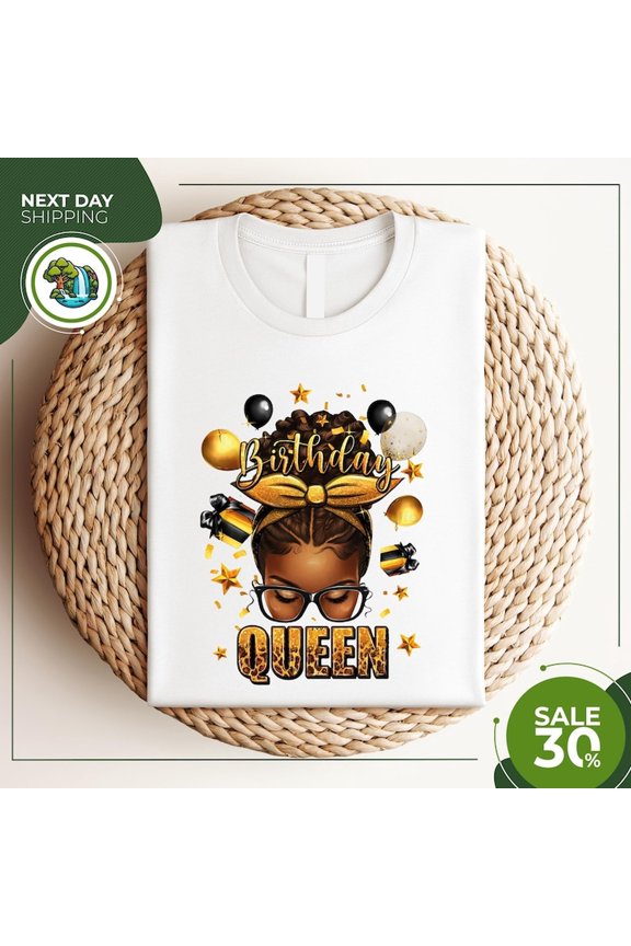 Birthday queen afro messy bun Birthday party shirt Afro woman shirt Birthday Girl Shirt Afro Woman Tee