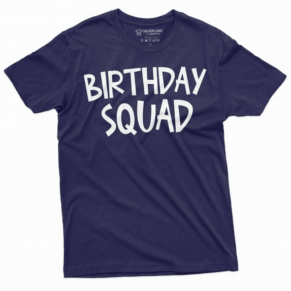 Birthday squad T-shirt bday celebration team tee shirt Birthday gift friend tee shirt squad shirt (Large Navy Blue)