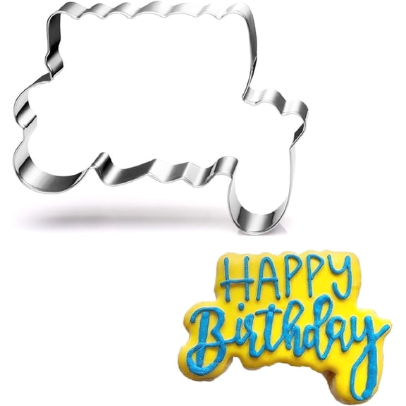 Birthday word Cookie Cutter - 4.2 Inch - Stainless Steel - Dishwasher Safe - Perfect for Birthday Decoration