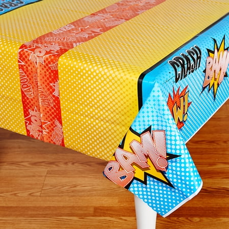 Creative Converting - Superhero Comics Plastic Tablecover 54" x 108" -