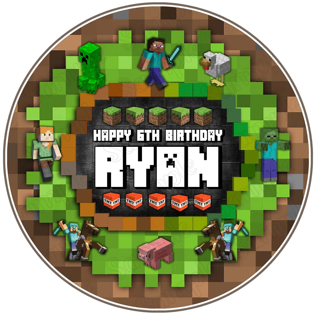BirthdayJungle Minecraft Block Pixel Steve Creeper Birthday Cake Topper, by BirthdayJungle