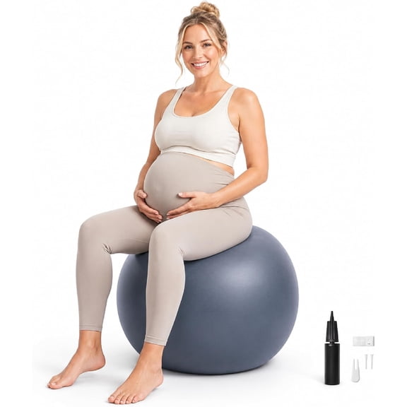 Birthing Ball for  - 65cm 1400g Extra Thick Yoga Ball for Labor, Prenatal &  Maternity Exercise, 1100 Lbs Heavy Duty Anti-Burst Stability Ball & Physio Ball (Pump Included)