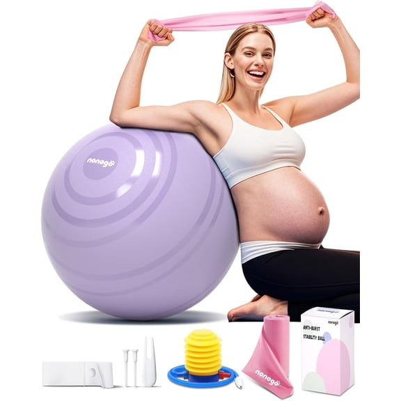 Birthing Ball for Pregnancy with Resistance Bans- Exercise Ball for Working Out, Yoga, Physical Thepy, Maternity Physio, nce Stability Ball with Pump