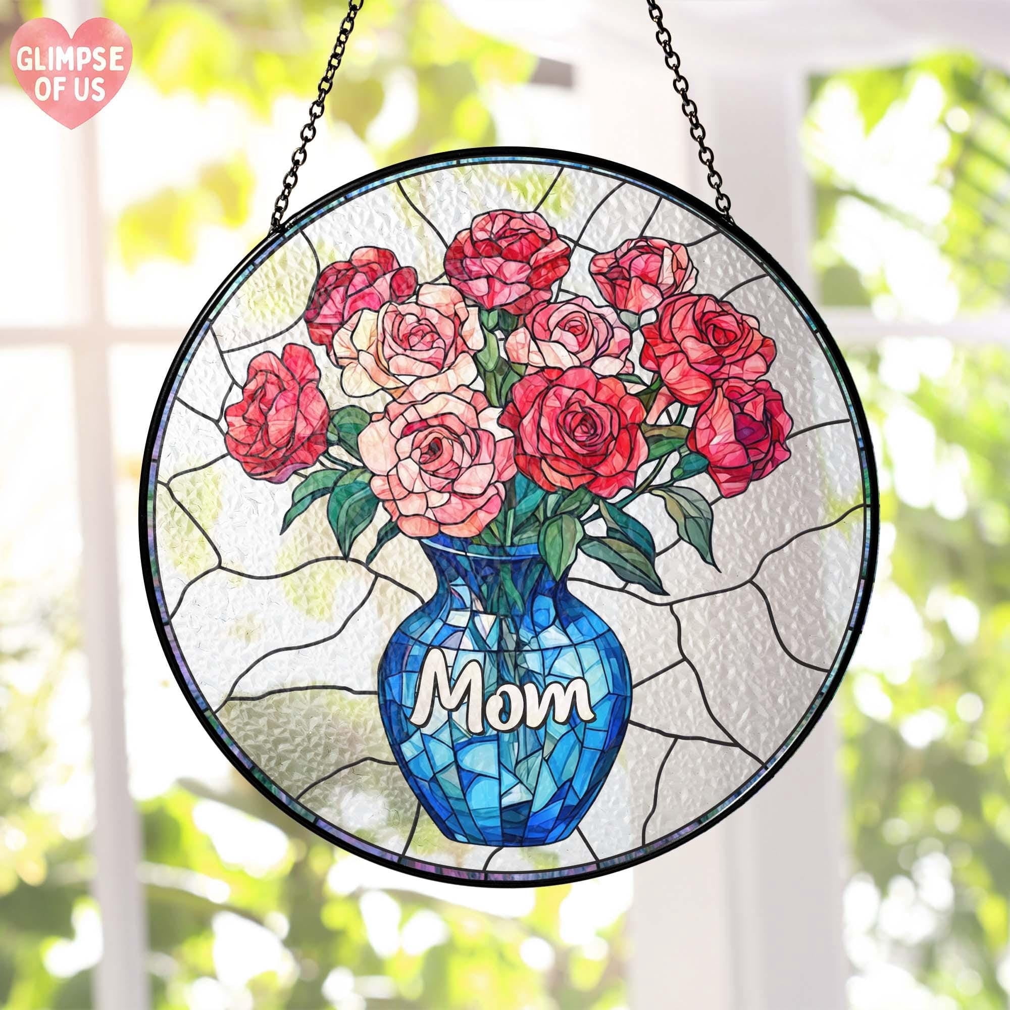 Birthmonth Stained GLASS Suncatcher, Mothers Day Gift For Mom Grandma ...