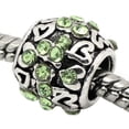 thumbnail image 1 of Birthstone  August Peridot Green  Rhinestone Spacer For Snake Chain Charm Bracelet, 1 of 3