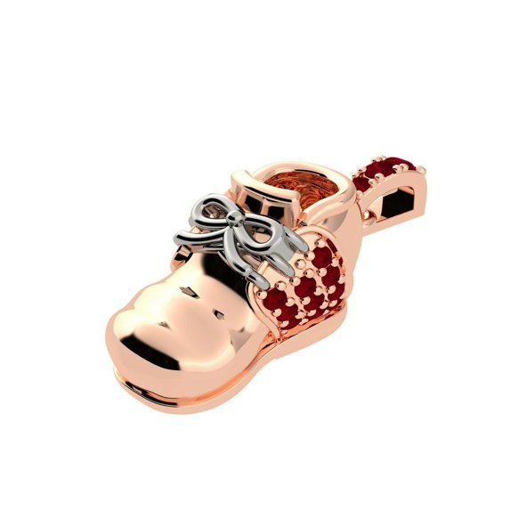 Birthstone Shoe Pendant Necklace w/ Pure Brilliance Zirconia - Rose Gold Plated - July