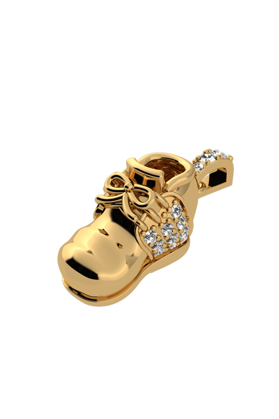 Birthstone Shoe Pendant Necklace w/ Pure Brilliance Zirconia - Yellow Gold Plated - April