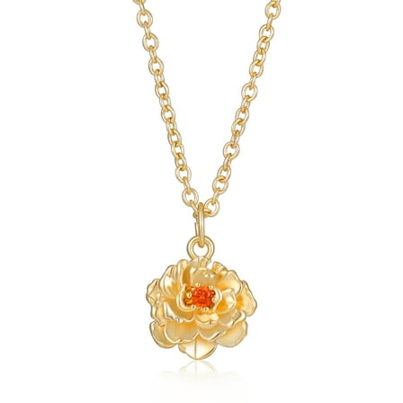 Birthstone Birthflower Necklaces for Women 14K Gold Plated Carnation Pendant Necklace January Birth Month Flower Necklace Birthday Mother's Day Gifts for Mom Girlfriend Daughter