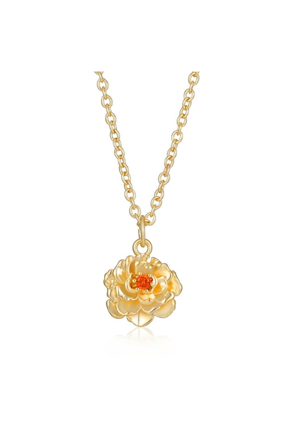 Birthstone Birthflower Necklaces for Women 14K Gold Plated Carnation Pendant Necklace January Birth Month Flower Necklace Birthday Mother's Day Gifts for Mom Girlfriend Daughter