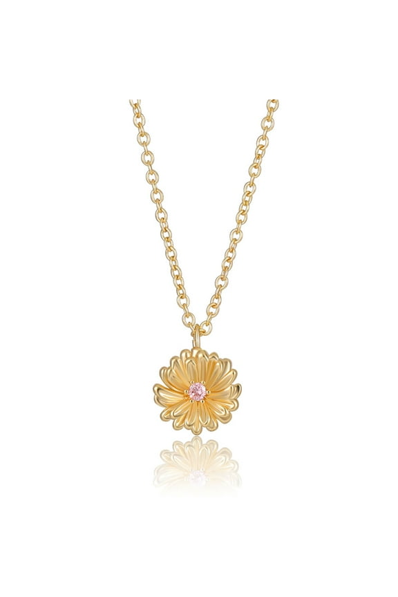 Birthstone Birthflower Necklaces for Women 14K Gold Plated Marigold Pendant Necklace October Birth Month Flower Necklace Birthday Mother's Day Gifts for Mom Girlfriend Daughter