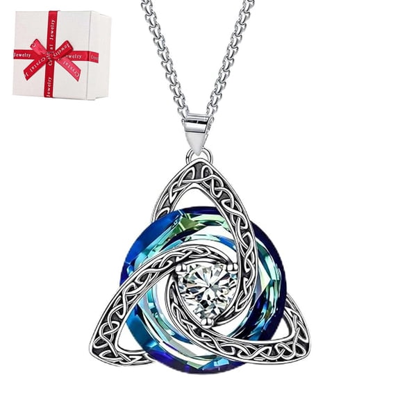Birthstone Celtic Trinity Knot Necklace, Birthstone Witch Knot,Witch Knot Necklace,Birthstone Witch Knot Necklace