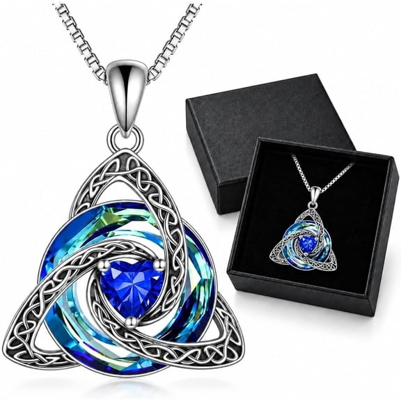 Birthstone Celtic Trinity Knot Necklace for Women, Birthstone Witch Knot Necklace, Celtic Knot Necklace with Stainless Steel Chain Creates A Lightweight Design for Daily Wear and Moments