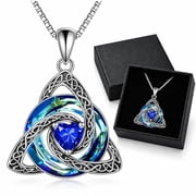 Birthstone Celtic Trinity Knot Necklace for Women Irish Jewelry Gift Set