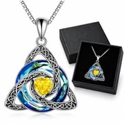 Birthstone Celtic Trinity Knot Necklace for Women Irish Jewelry Gift Set
