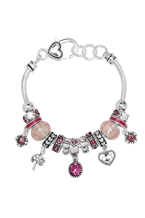 Birthstone Charm Bead Bracelet - October