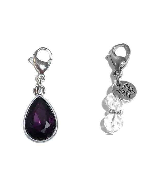 Birthstone Charms For Bracelets, Necklaces, Purse or Bag Charms, Easy To Clip On Anywhere - February Birtstone Charm