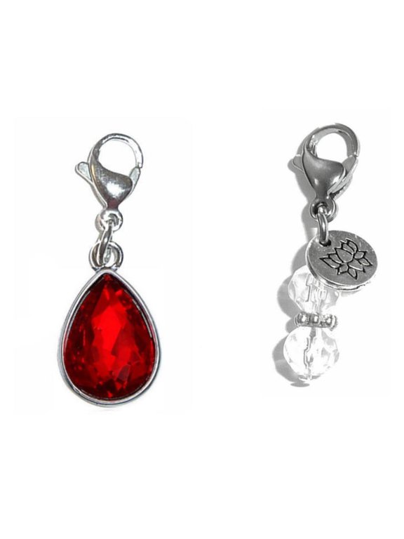 Birthstone Charms For Bracelets, Necklaces, Purse or Bag Charms, Easy To Clip On Anywhere - July Birthstone Charm