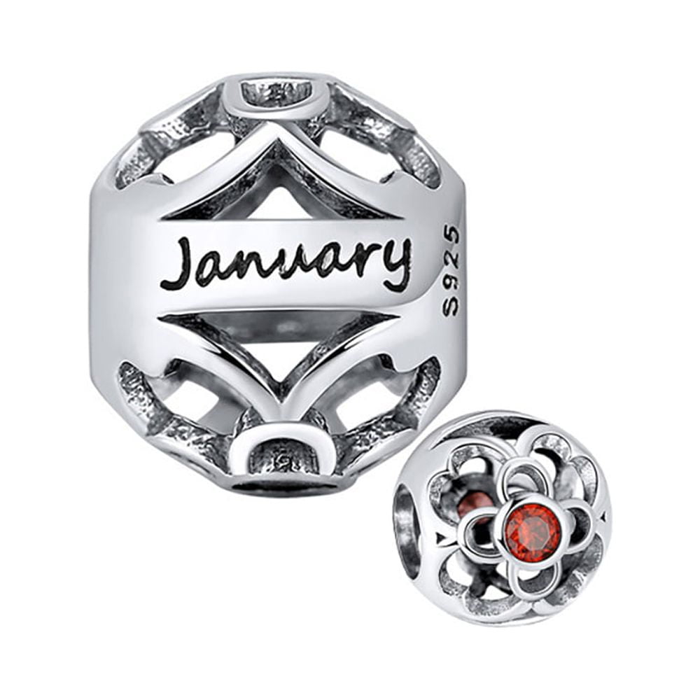 Birthstone Charms for Bracelet Sterling Silver CZ Womens Ginger Lyne Collection