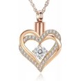 thumbnail image 1 of Birthstone Cremation Jewelry Heart Urn Necklace for Ashes for Women Girl Crystal Heart Shape Memorial Keepsake Pendant, 1 of 7