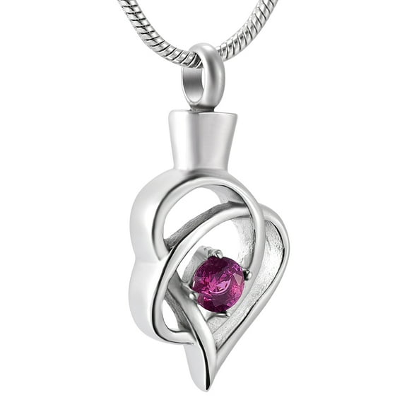 Birthstone Crystal Urn Necklace Heart Memorial Keepsake Pendant Ash Holder Cremation Jewelry for Ashes 2023