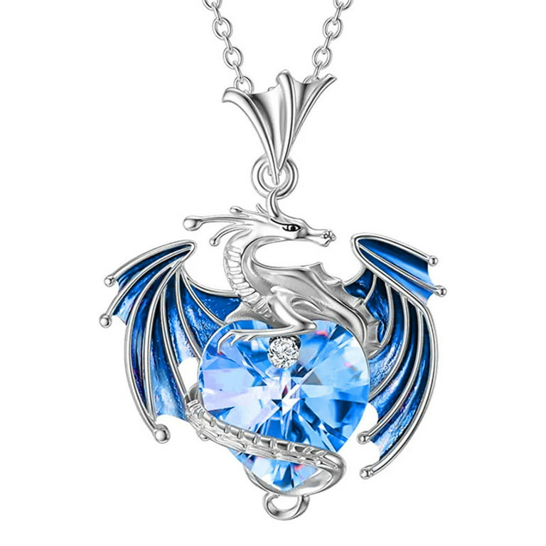  2023 New Necklace Creative Hexagon Clavicle Crystal Necklace  Snowflake Pendant Ladies Necklaces Pendants Name Necklaces (Blue, One Size)  : Pet Supplies