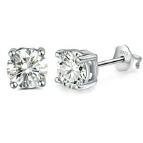 Birthstone Earrings for Women Solitaire Round Cubic Zirconia Sterling Silver Ginger Lyne Collection