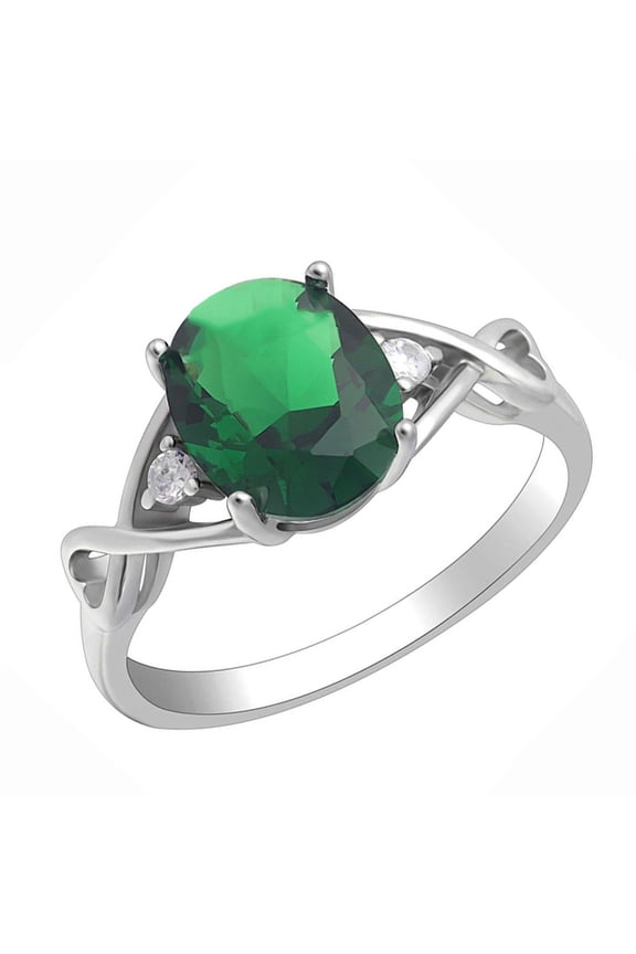 Birthstone Engagement Ring for Women by Ginger Lyne Sterling Silver Cubic Zirconia