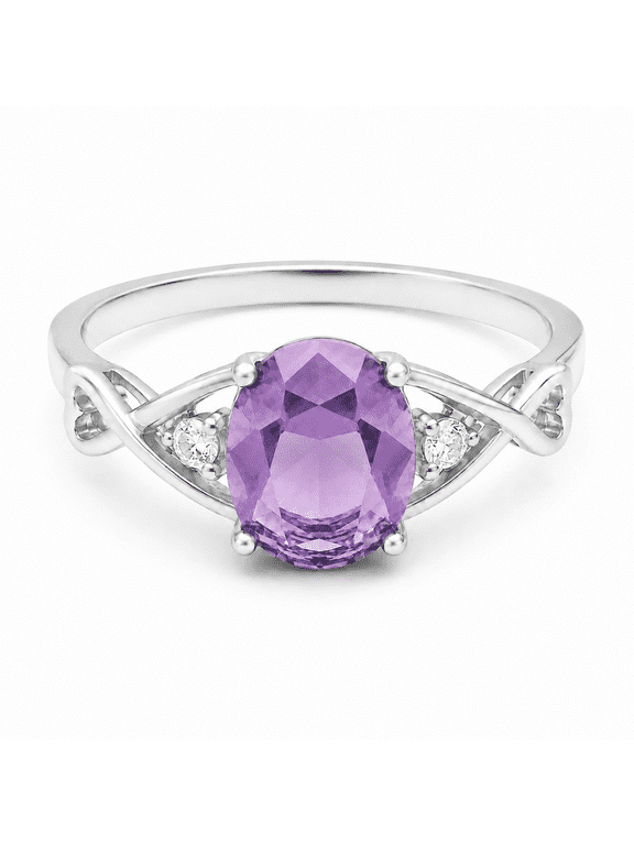 Purple Oval Cut Cubic Zirconia Engagement Ring for Women Size 10 Sterling Silver Birthstone Ring by Ginger Lyne