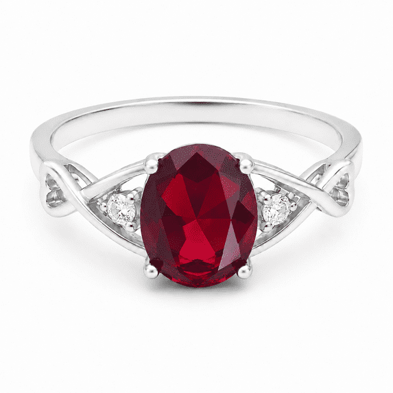 Red Oval Cut Cubic Zirconia Engagement Ring for Women Size 6 Sterling Silver Birthstone Ring by Ginger Lyne