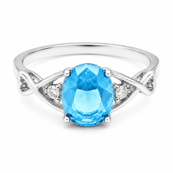 Light Blue Oval Cut Cubic Zirconia Engagement Ring for Women Size 6 Sterling Silver Birthstone Ring by Ginger Lyne