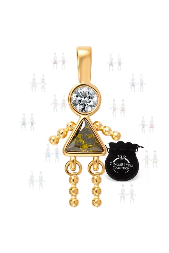 Birthstone Family Pendant for Mom by Ginger Lyne Stainless Steel Cubic Zirconia Charms For Grandma Necklace
