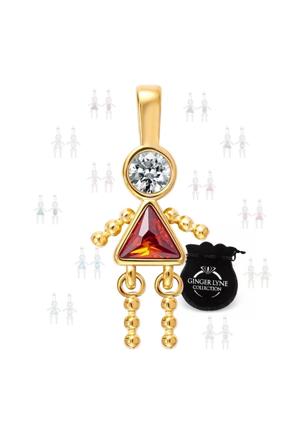 Birthstone Family Pendant for Mom by Ginger Lyne Stainless Steel Cubic Zirconia Charms For Grandma Necklace