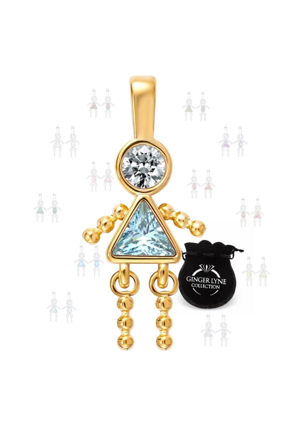 Birthstone Family Pendant for Mom by Ginger Lyne Stainless Steel Cubic Zirconia Charms For Grandma Necklace