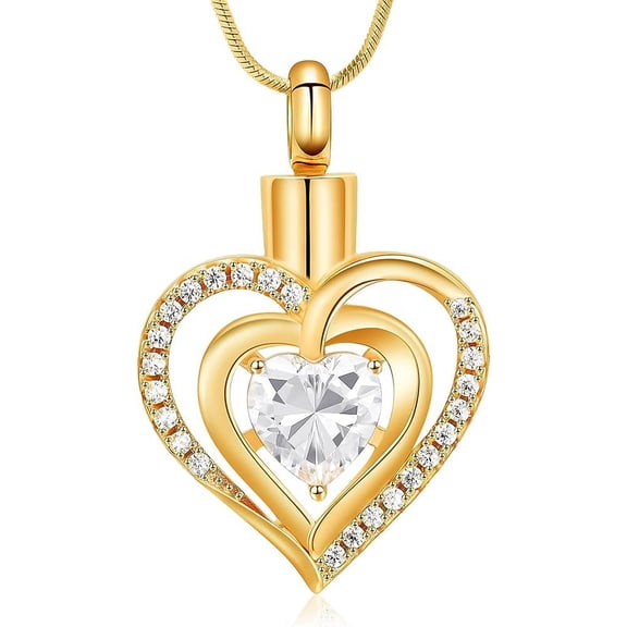 Birthstone Heart Cremation Jewelry Urn Necklace for Ashes Crystal Love Heart Cremation Jewelry Urn Ashes Keepsake
