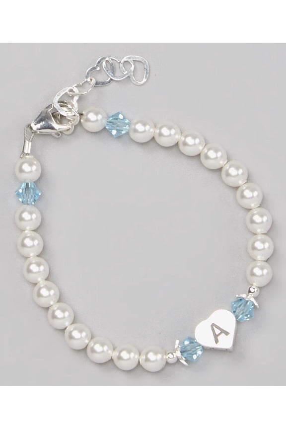 Birthstone Heart  Initial Baby Bracelet (BPHB)